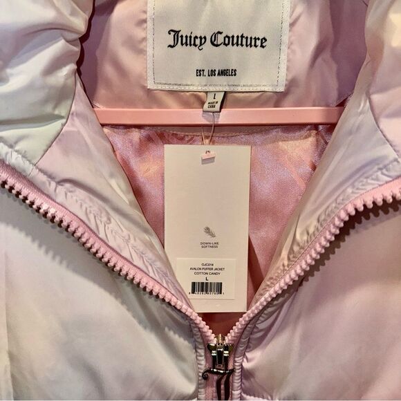 Juicy Couture Avalon Logo Sleeve Cotton Candy Puffer Jacket Pastel Tie-Dye Coat - Picture 5 of 16